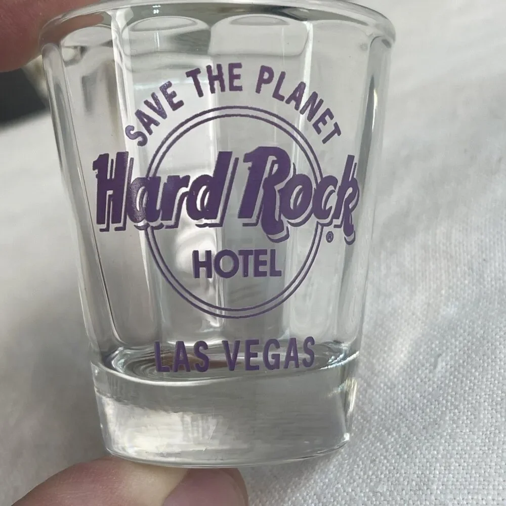 Vtg. Hard Rock Cafe Las Vegas Save The Planet Shot Glass Made In USA